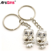 Promotion porte-clés pas cher personnalisé élégant bijoux 3d hibou forme métal porte-clé